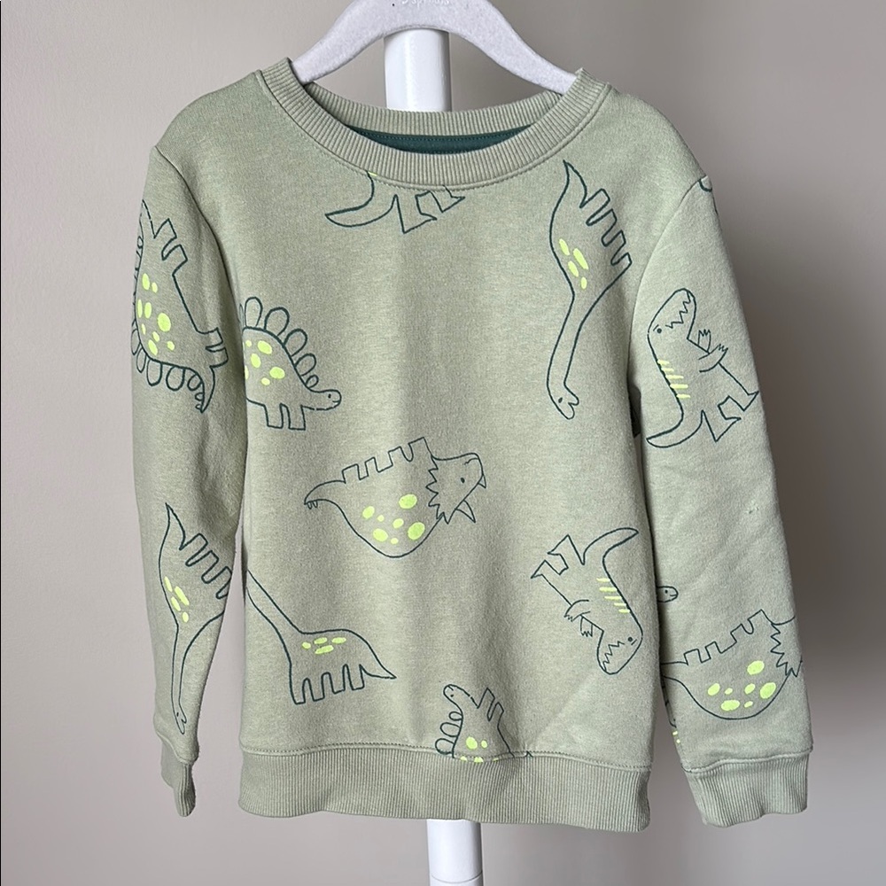 Cat & Jack Green Dinosaur Print Sweatshirt 5T